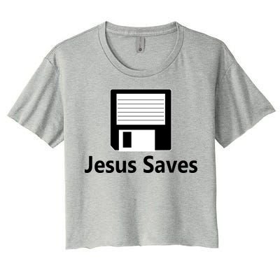 Jesus Saves Floppy Disk Women's Crop Top Tee