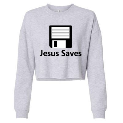 Jesus Saves Floppy Disk Cropped Pullover Crew