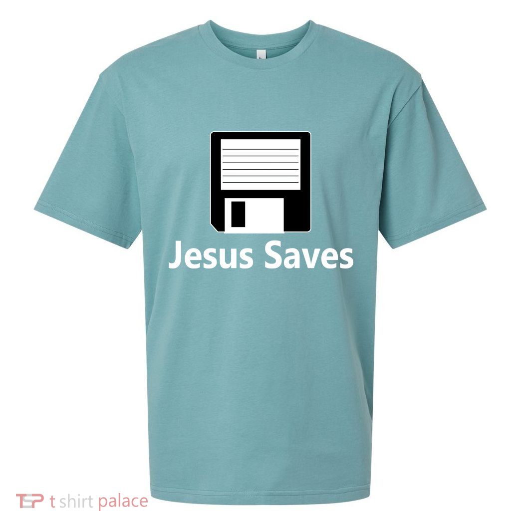 Jesus Saves Floppy Disk Sueded Cloud Jersey T-Shirt