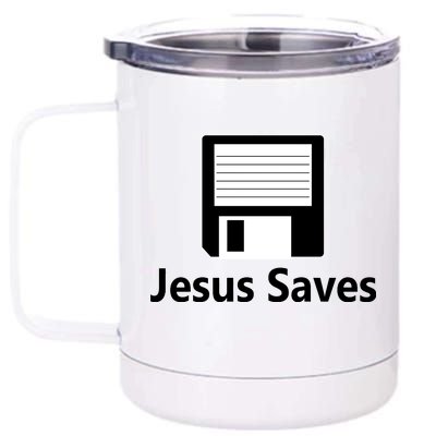 Jesus Saves Floppy Disk 12 oz Stainless Steel Tumbler Cup