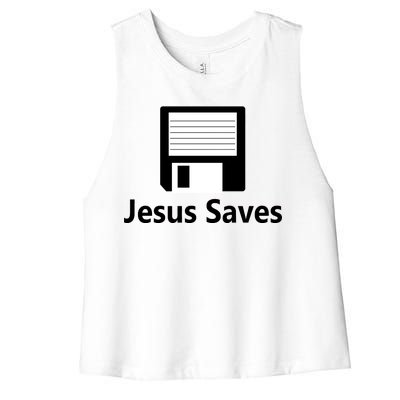 Jesus Saves Floppy Disk Women's Racerback Cropped Tank