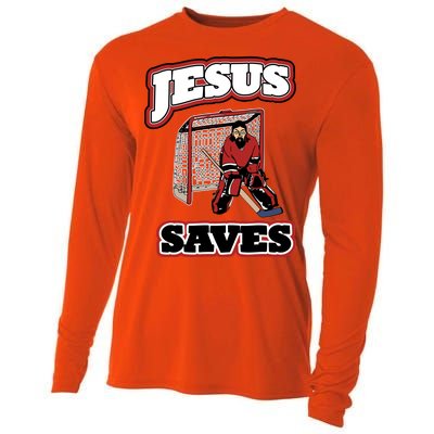 Jesus Saves Hockey Goalie Cooling Performance Long Sleeve Crew