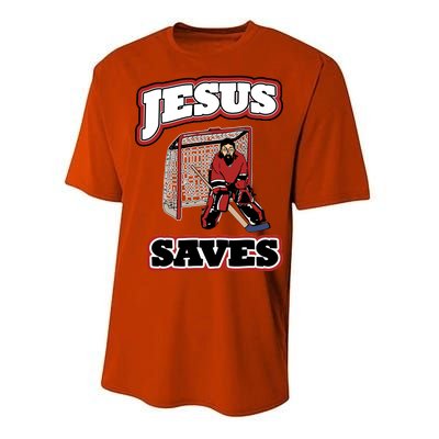 Jesus Saves Hockey Goalie Performance Sprint T-Shirt