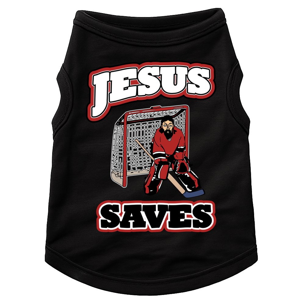 Jesus Saves Hockey Goalie Doggie Tank