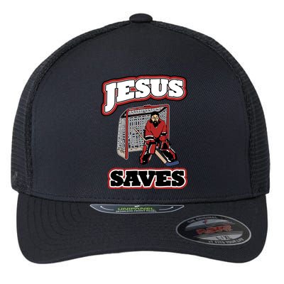 Jesus Saves Hockey Goalie Flexfit Unipanel Trucker Cap