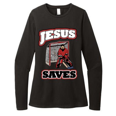 Jesus Saves Hockey Goalie Womens CVC Long Sleeve Shirt