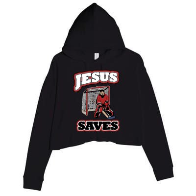 Jesus Saves Hockey Goalie Crop Fleece Hoodie