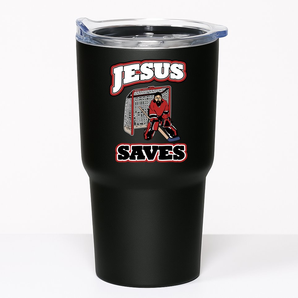 Jesus Saves Hockey Goalie Tumbler