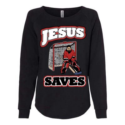 Jesus Saves Hockey Goalie Womens California Wash Sweatshirt