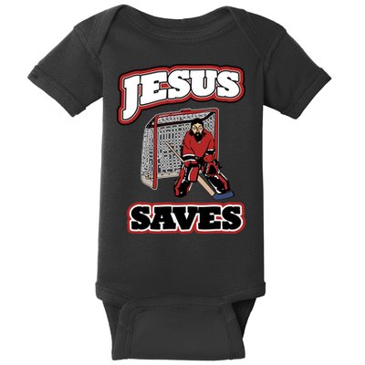 Jesus Saves Hockey Goalie Baby Bodysuit