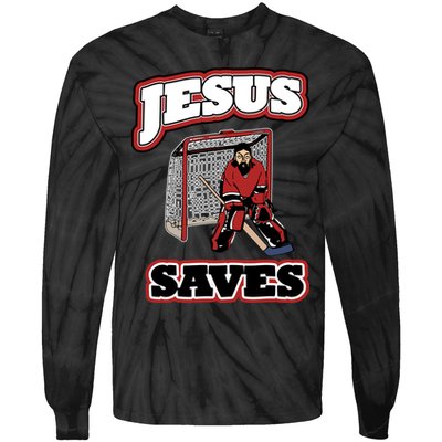 Jesus Saves Hockey Goalie Tie-Dye Long Sleeve Shirt