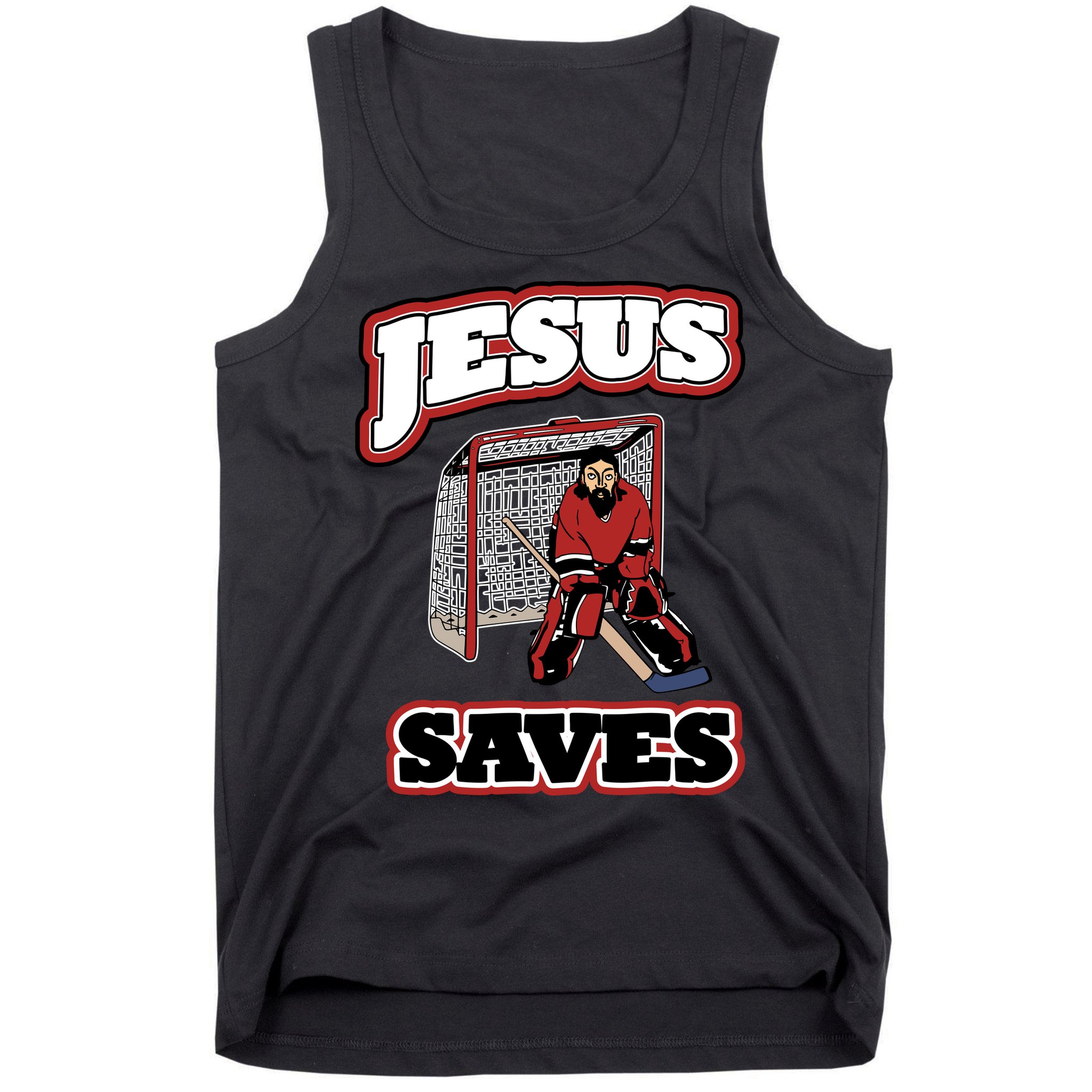 Jesus Saves Hockey Goalie Tank Top