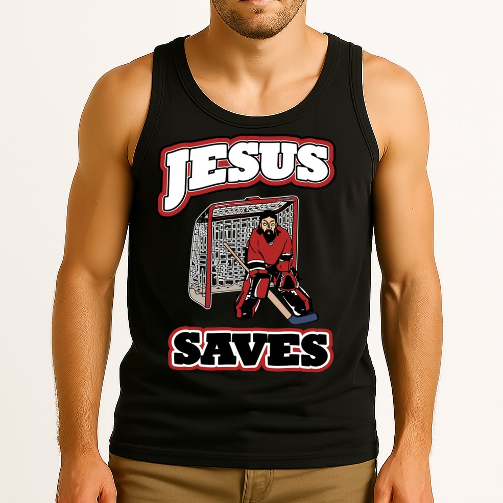 Jesus Saves Hockey Goalie Tank Top
