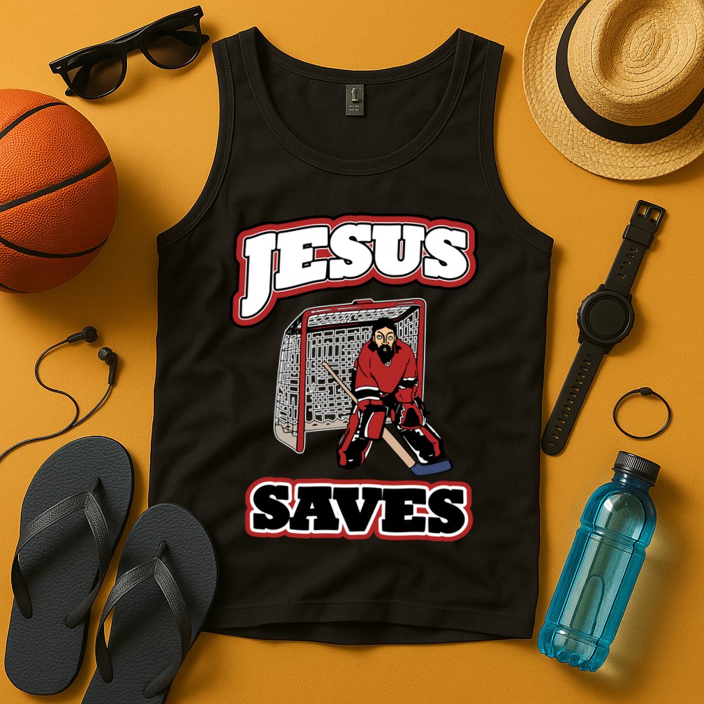 Jesus Saves Hockey Goalie Tank Top
