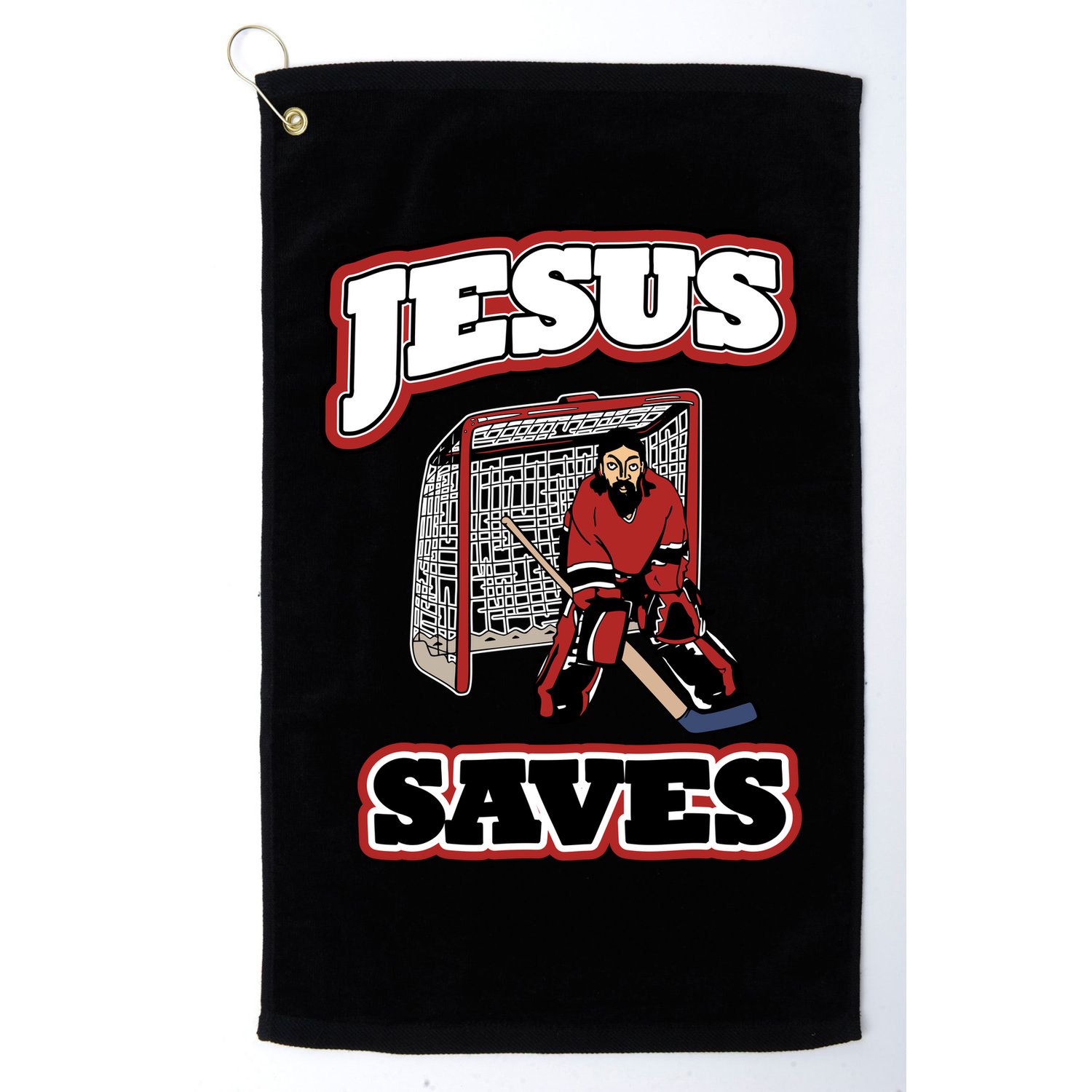 Jesus Saves Hockey Goalie Golf Towel