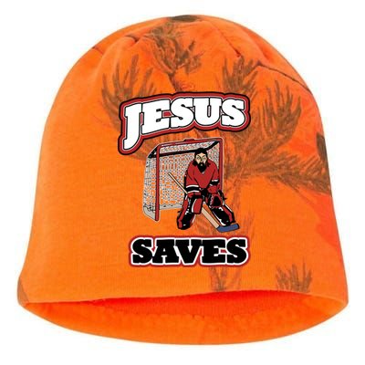 Jesus Saves Hockey Goalie Kati - Camo Knit Beanie