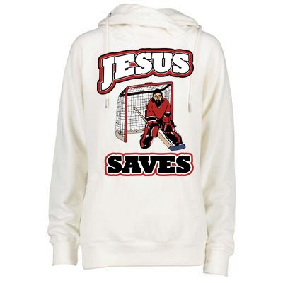 Jesus Saves Hockey Goalie Womens Funnel Neck Pullover Hood