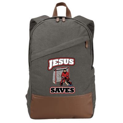 Jesus Saves Hockey Goalie Cotton Canvas Backpack