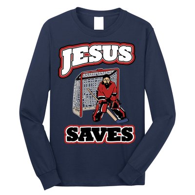 Jesus Saves Hockey Goalie Long Sleeve Shirt