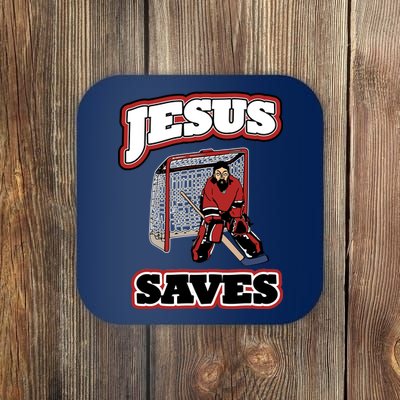 Jesus Saves Hockey Goalie Coaster