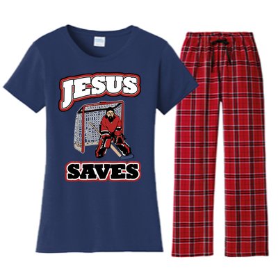 Jesus Saves Hockey Goalie Women's Flannel Pajama Set