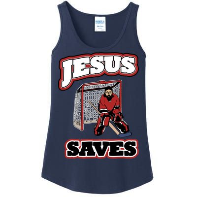 Jesus Saves Hockey Goalie Ladies Essential Tank