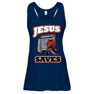 Jesus Saves Hockey Goalie Ladies Essential Flowy Tank