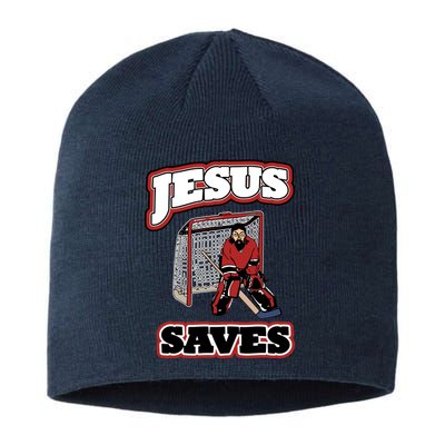 Jesus Saves Hockey Goalie Sustainable Beanie