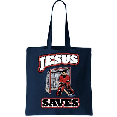 Jesus Saves Hockey Goalie Tote Bag