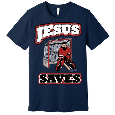 Jesus Saves Hockey Goalie Premium T-Shirt