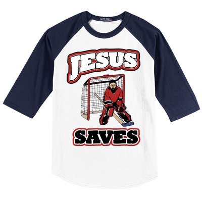 Jesus Saves Hockey Goalie Baseball Sleeve Shirt