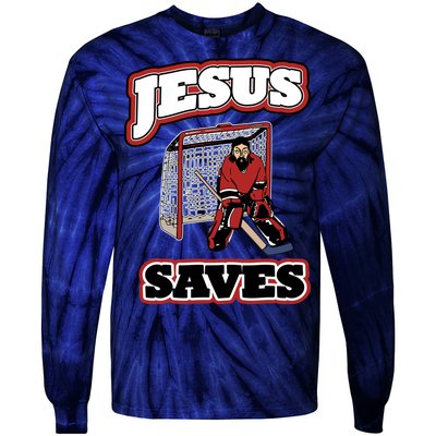 Jesus Saves Hockey Goalie Tie-Dye Long Sleeve Shirt