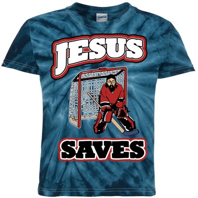 Jesus Saves Hockey Goalie Kids Tie-Dye T-Shirt