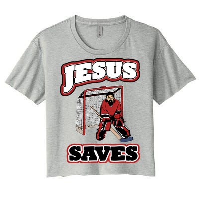 Jesus Saves Hockey Goalie Women's Crop Top Tee