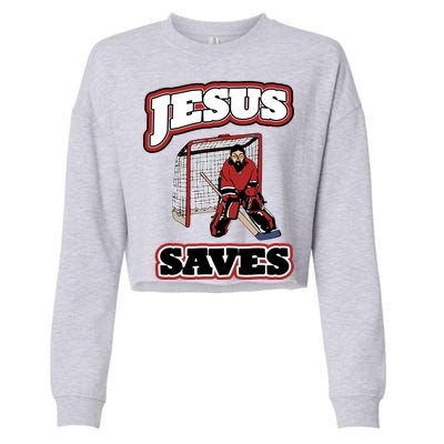 Jesus Saves Hockey Goalie Cropped Pullover Crew