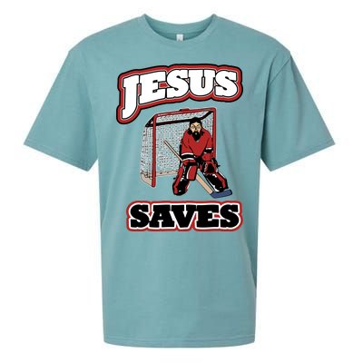 Jesus Saves Hockey Goalie Sueded Cloud Jersey T-Shirt