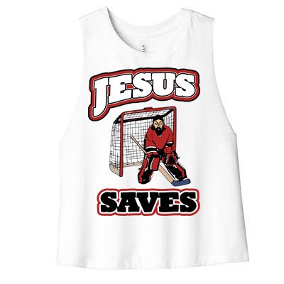 Jesus Saves Hockey Goalie Women's Racerback Cropped Tank