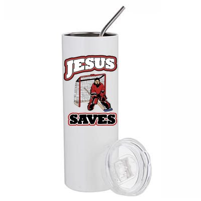 Jesus Saves Hockey Goalie Stainless Steel Tumbler