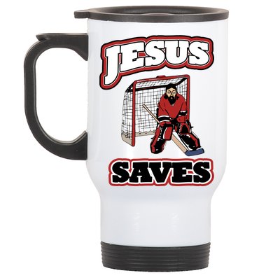 Jesus Saves Hockey Goalie Stainless Steel Travel Mug