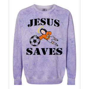 Jesus Saves Soccer Goalie Colorblast Crewneck Sweatshirt