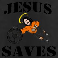 Jesus Saves Soccer Goalie 7 Panel Mesh Trucker Snapback Hat