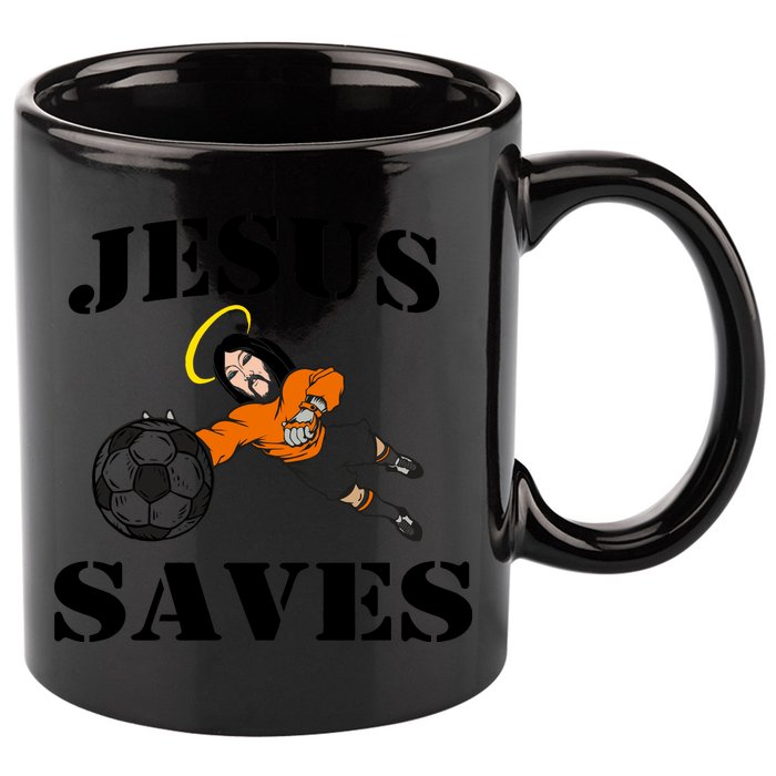 Jesus Saves Soccer Goalie 11oz C Handle Ceramic Mug