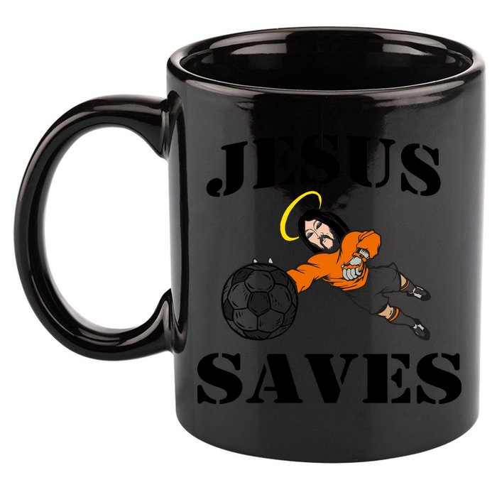 Jesus Saves Soccer Goalie 11oz C Handle Ceramic Mug