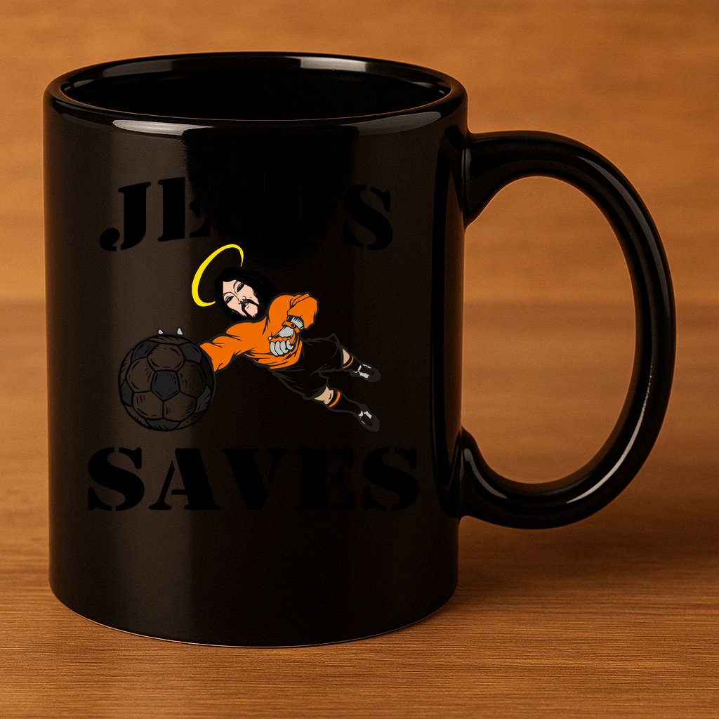 Jesus Saves Soccer Goalie 11oz C Handle Ceramic Mug