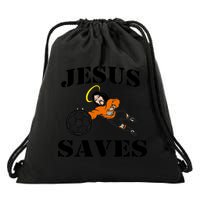 Jesus Saves Soccer Goalie Drawstring Bag