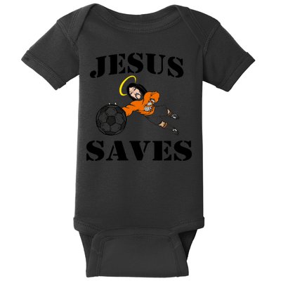 Jesus Saves Soccer Goalie Baby Bodysuit