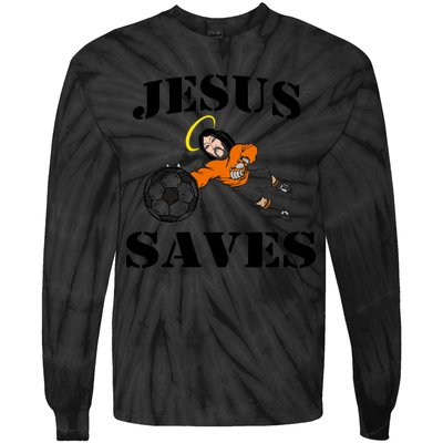 Jesus Saves Soccer Goalie Tie-Dye Long Sleeve Shirt