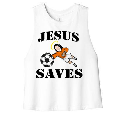 Jesus Saves Soccer Goalie Women's Racerback Cropped Tank