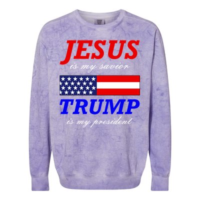 Jesus Savior Trump President Colorblast Crewneck Sweatshirt