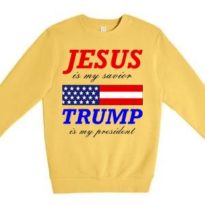 Jesus Savior Trump President Premium Crewneck Sweatshirt